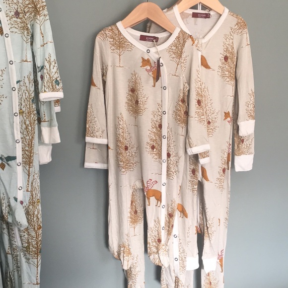 NWT Milkbarn Kids Christmas PJ's Footed Fox - Picture 4 of 6
